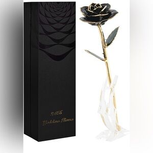 Rose Dipped in 24k Gold Forever Rose by Ainy Black Rose Great Gift